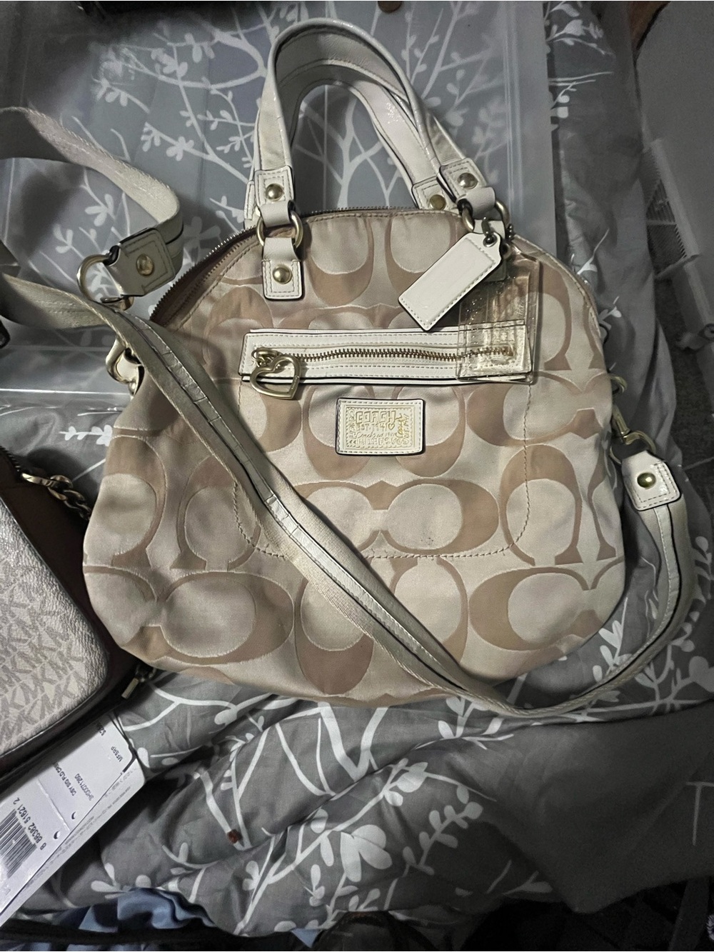 Coach Tan & Cream Signature Canvas Shoulder Bag